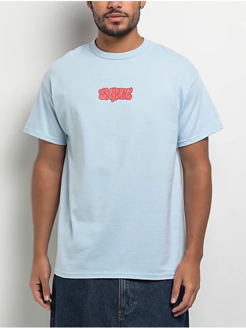 Empyre - Light Blue Graphic Men's T‑Shirt with Red Center Logo